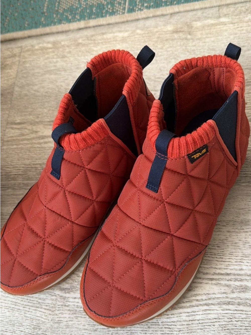 Teva Quilted Slip-On Ankle Boots in Rust Orange NIB